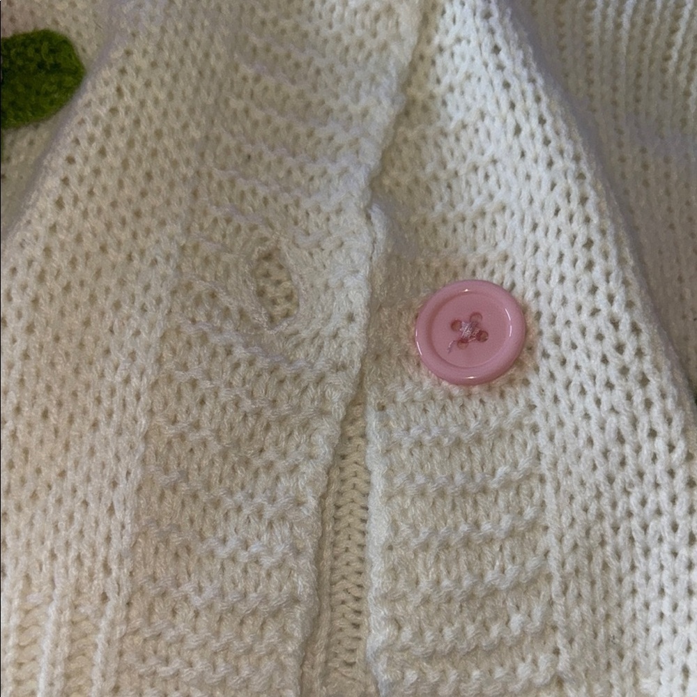 Women's Cream Floral Cardigan Sweater - Picture 7 of 10